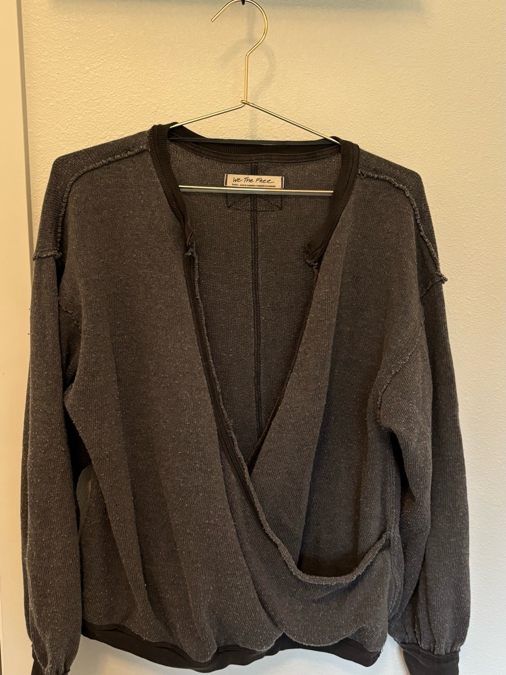 We The Free Charcoal Wrap Pullover Sweatshirt - Picture 4 of 5